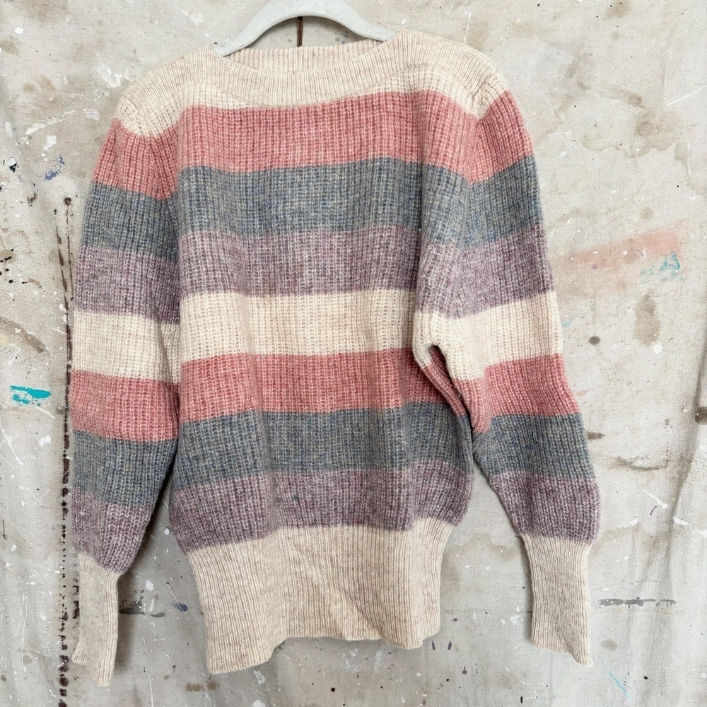 Vintage 80s Shetland Wool Stripe Sweater by Halrin of Boston